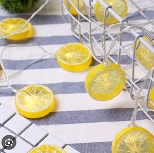 Lemon slices novelty string lights USB plug yellow white 6' length cute decor